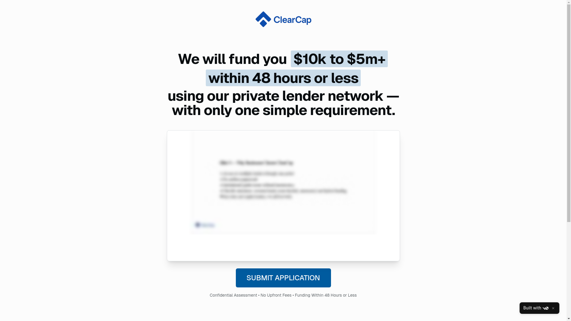 website screenshot of https://getclearcap.info/