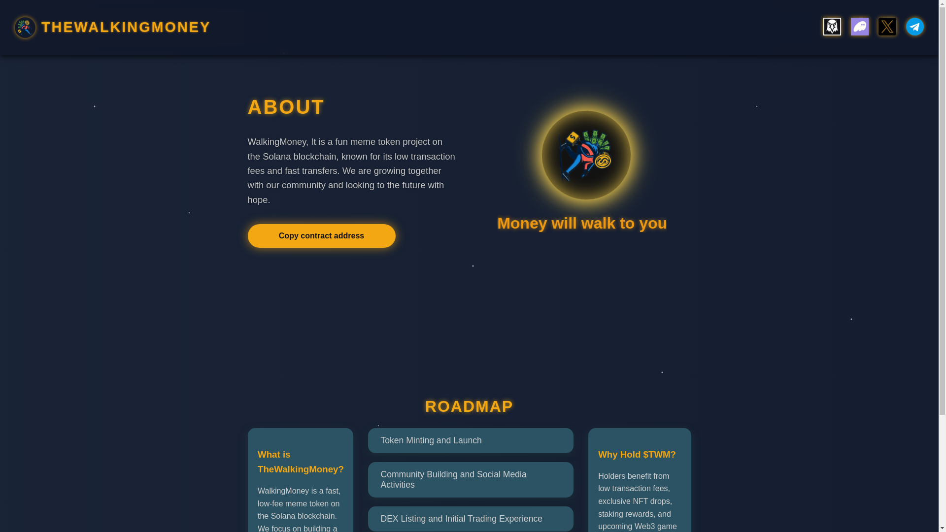 website screenshot of https://thewalkingmoney.fun/