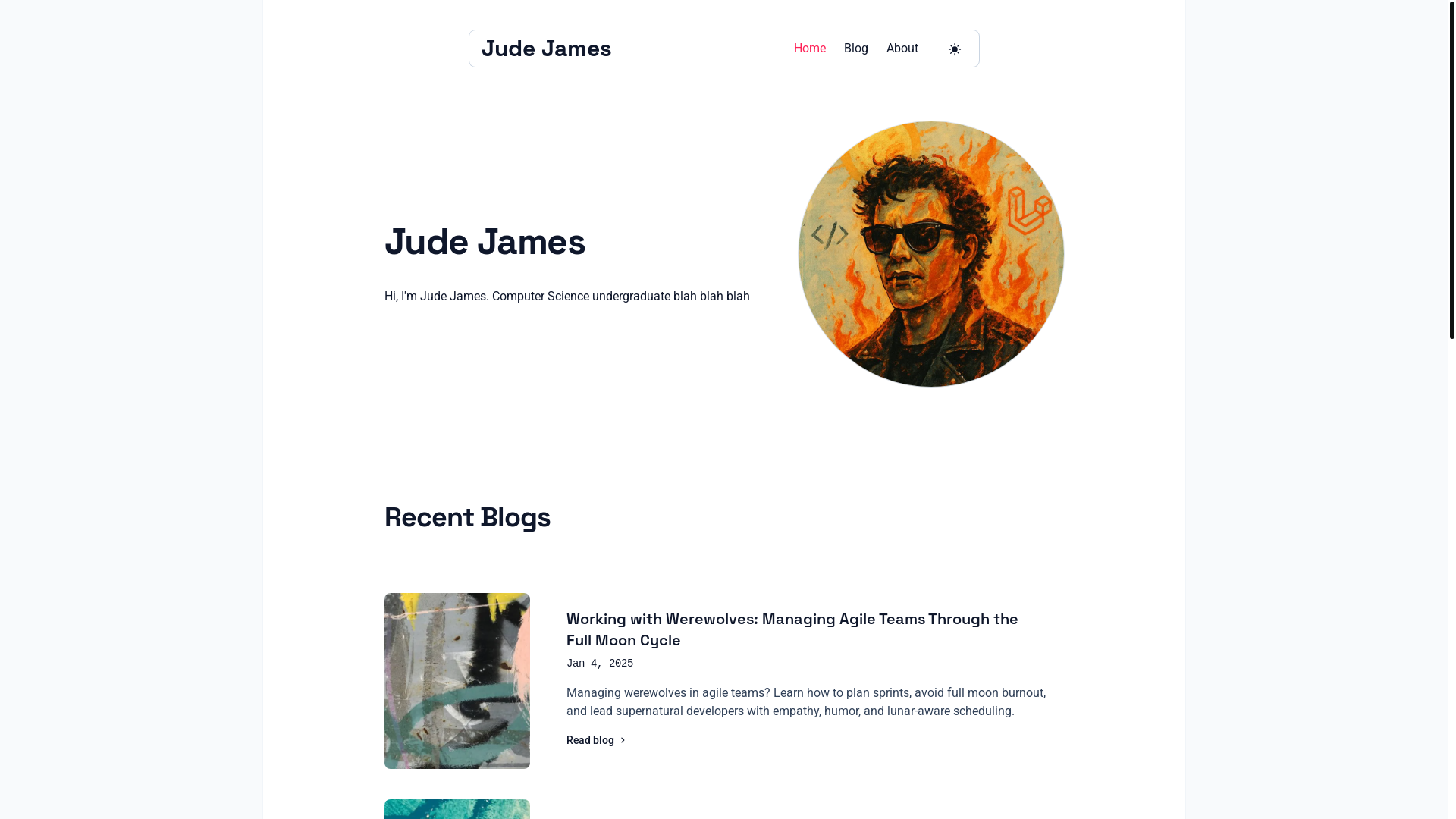 website screenshot of https://judejames.me/