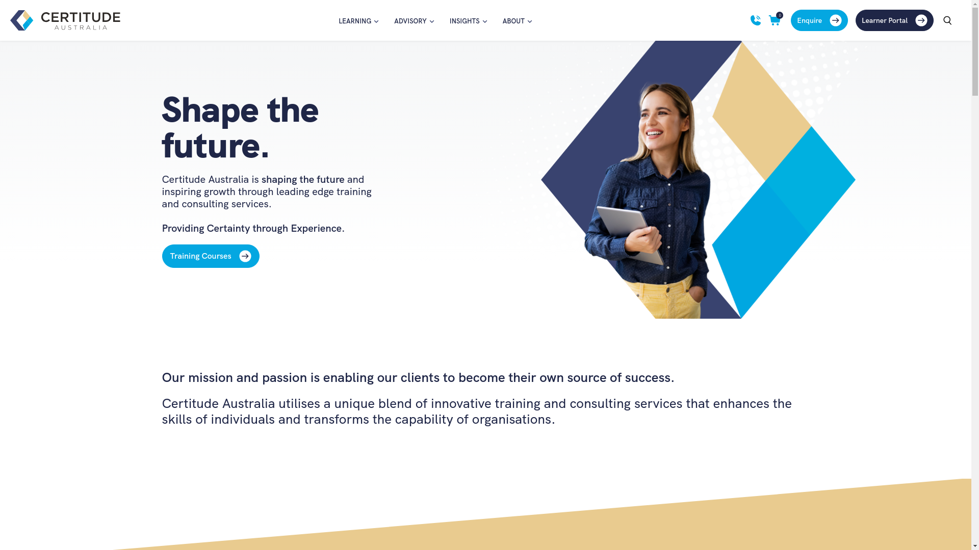 website screenshot of https://certitude.edu.au/
