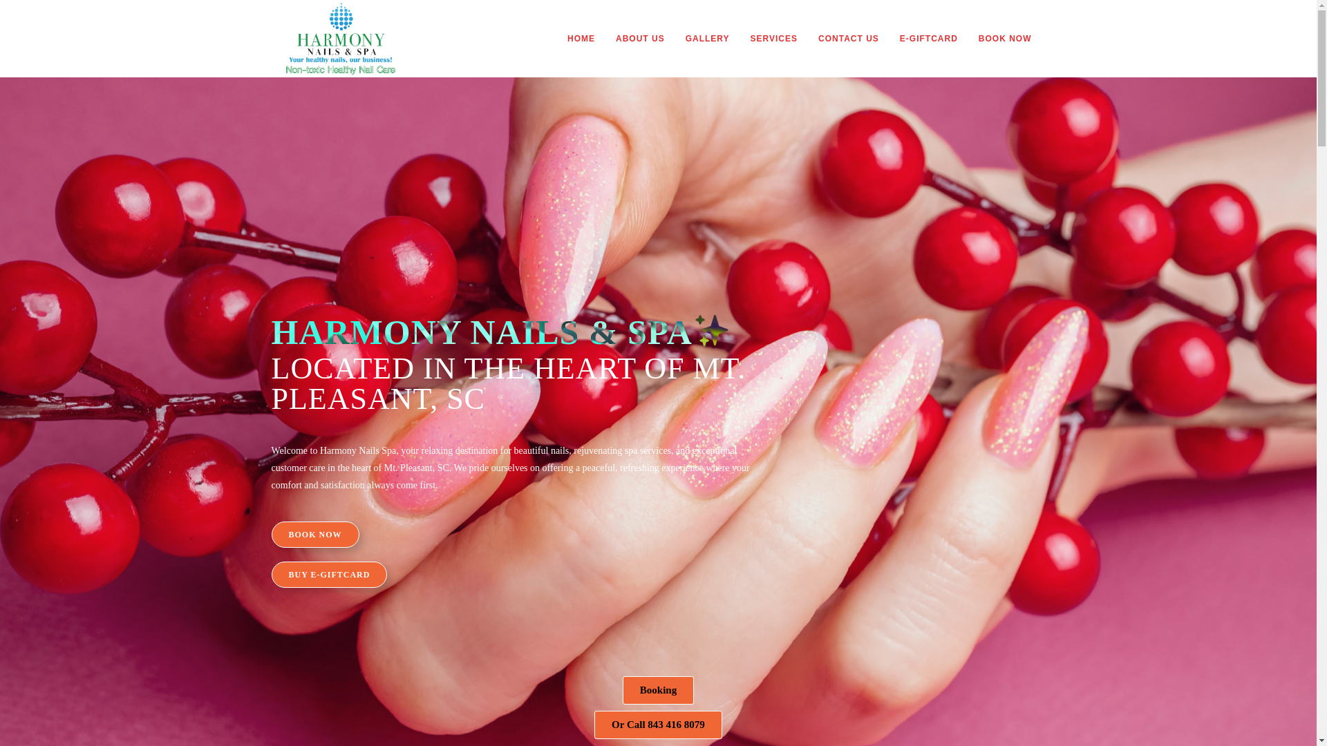 website screenshot of https://harmonynailsmtpleasant.com/