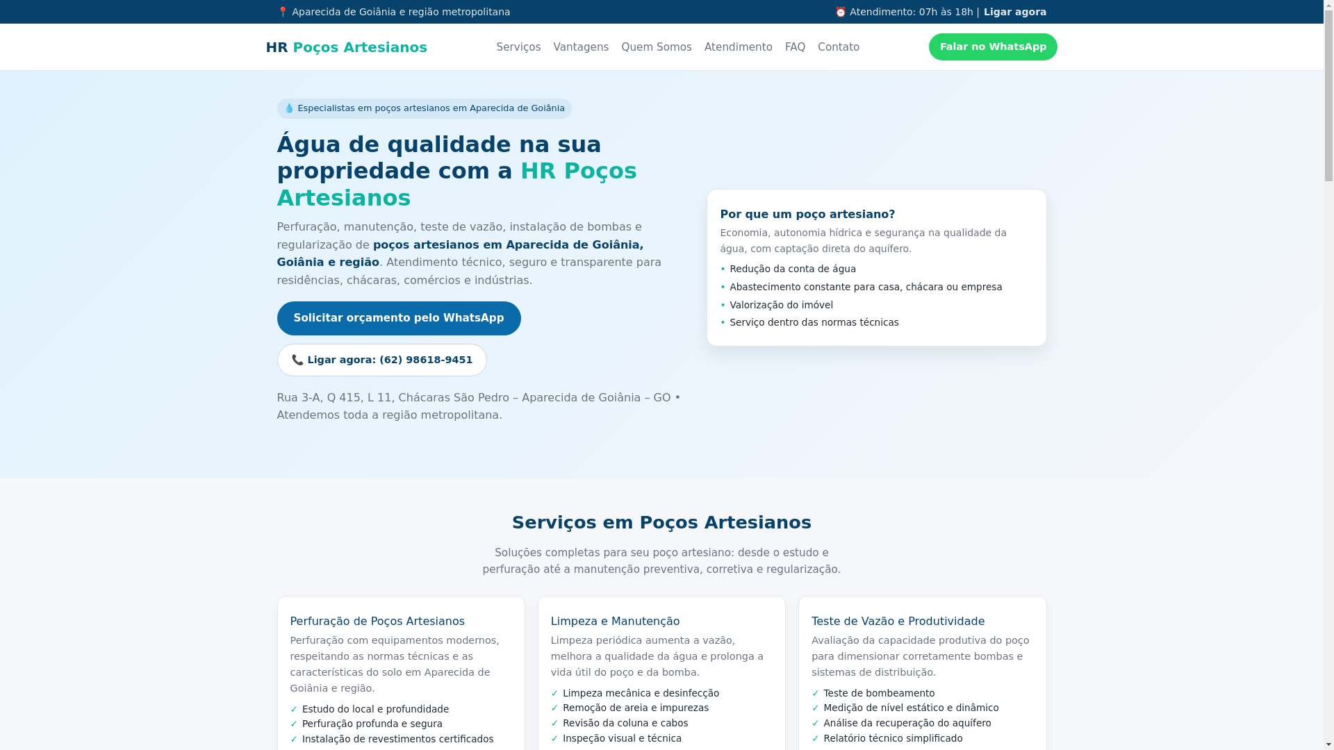 website screenshot of https://hrpocosartesianos.com.br/