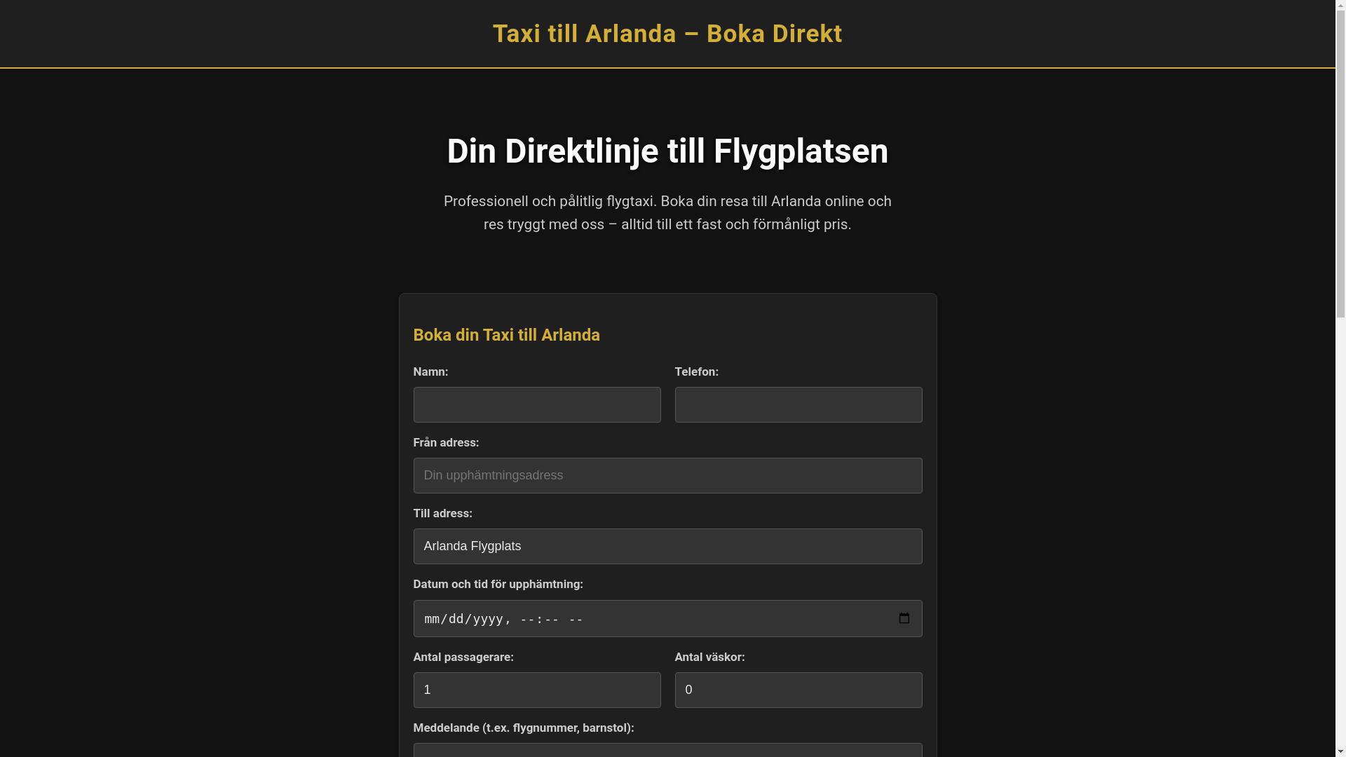 website screenshot of https://taxi-arlanda.se/
