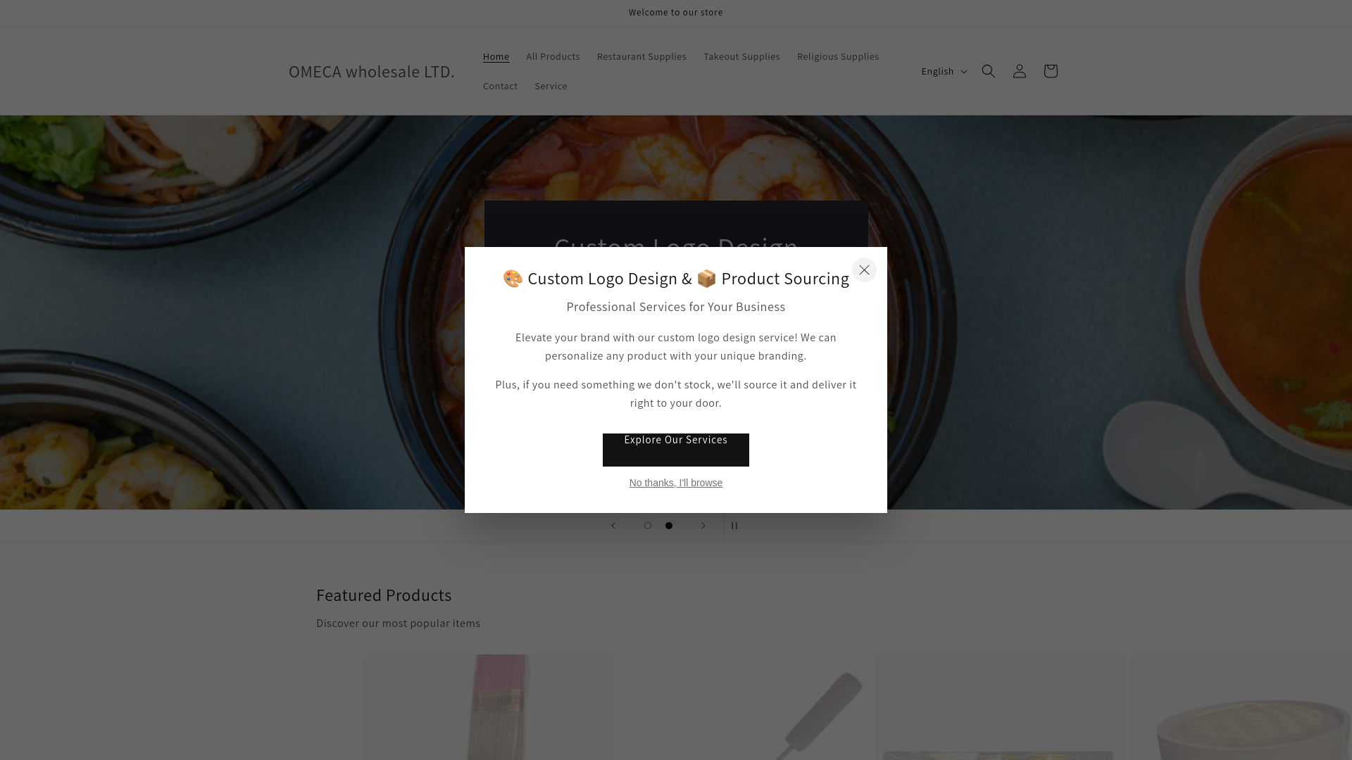 website screenshot of https://omecawholesale.ca/