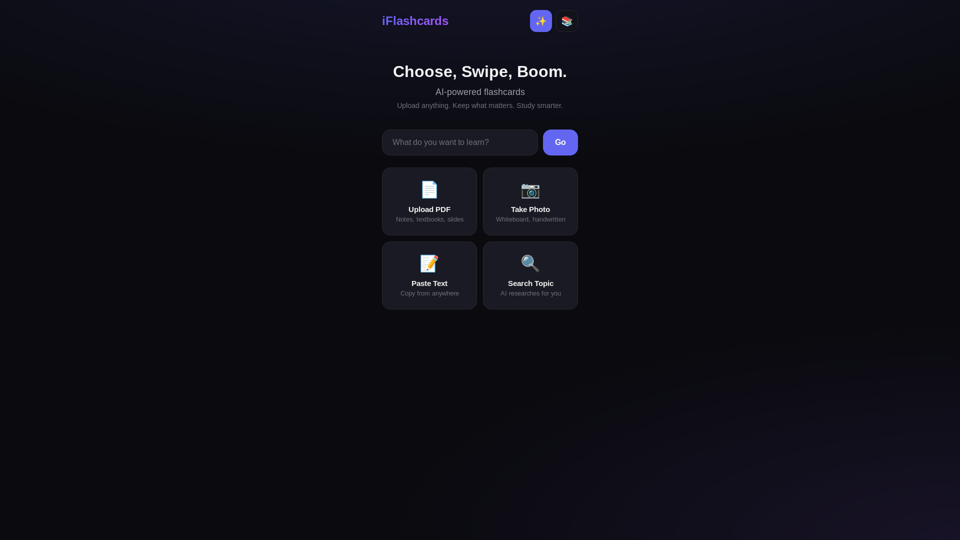website screenshot of https://iflashcards.app/