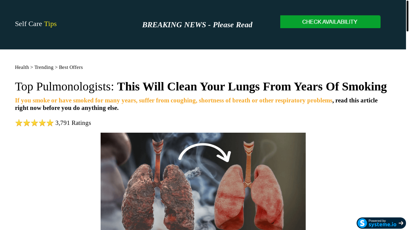 website screenshot of https://bevitalbreathly.systeme.io/