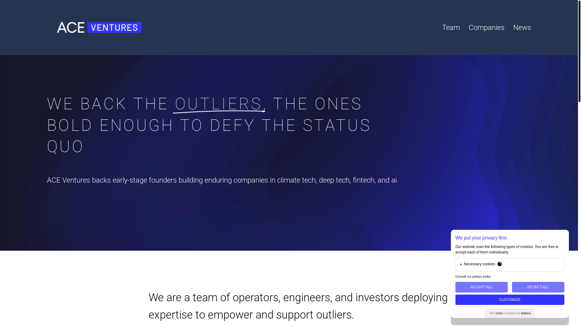 website screenshot of https://acevc.vc/