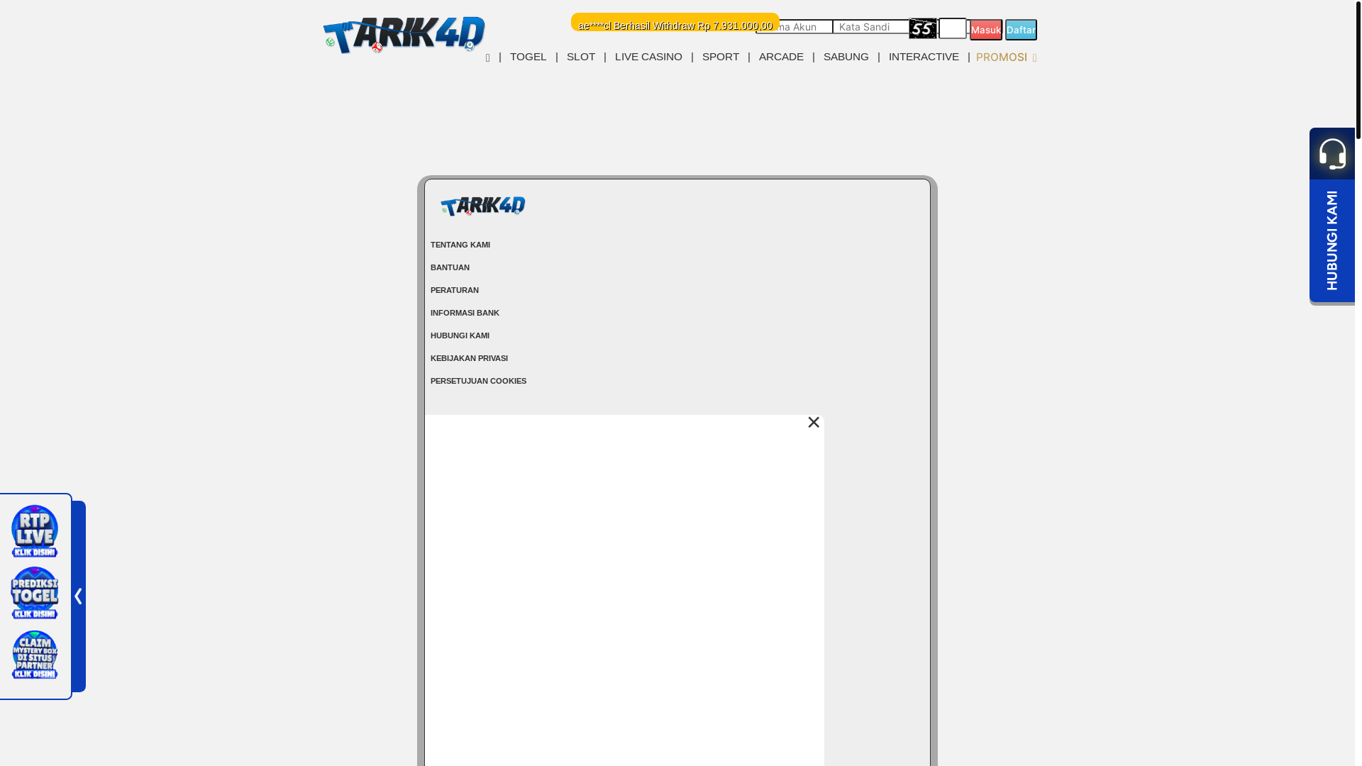 website screenshot of https://cektarik.shop/