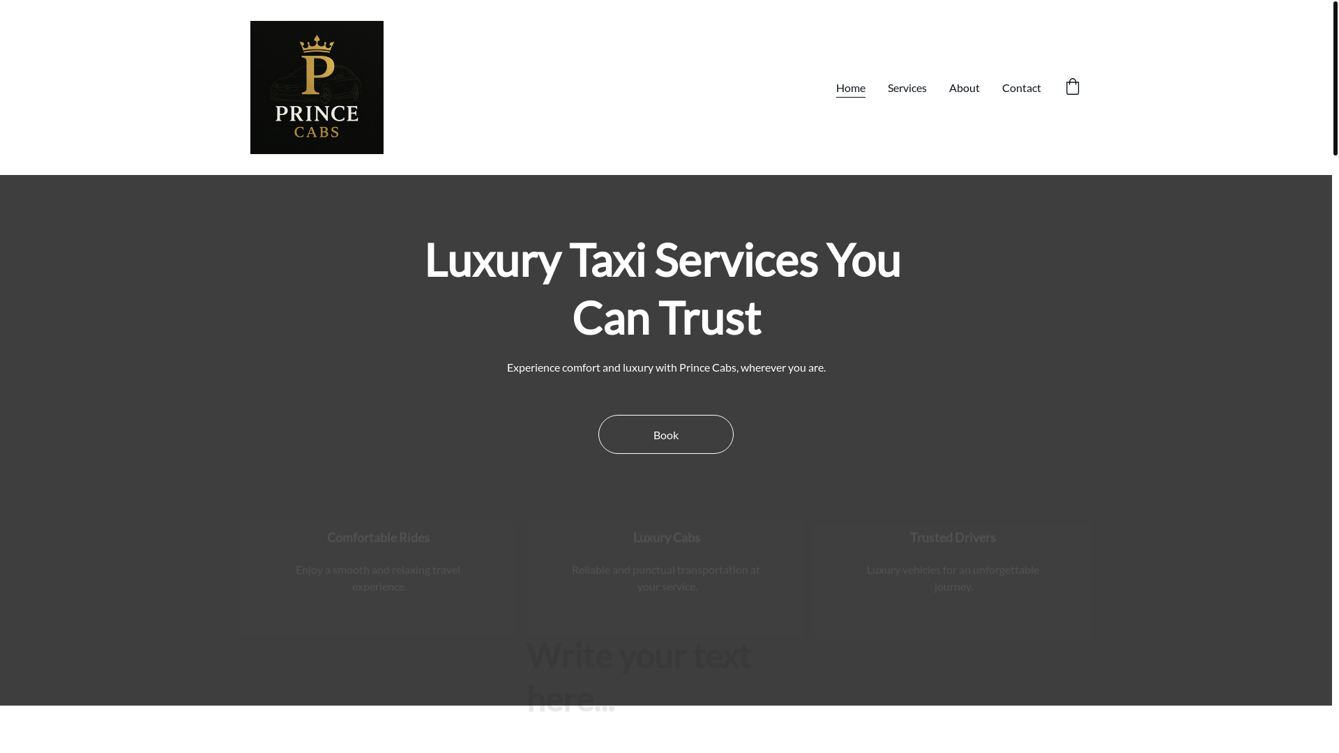 website screenshot of https://princecabs.com/