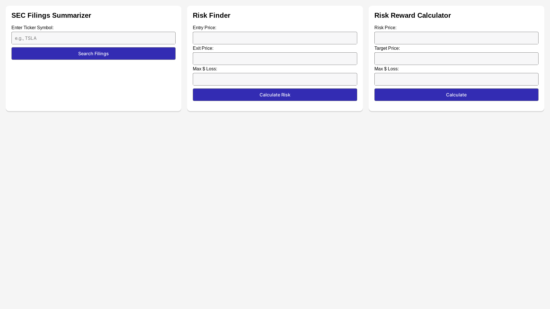 website screenshot of https://filingsummarizer.com/