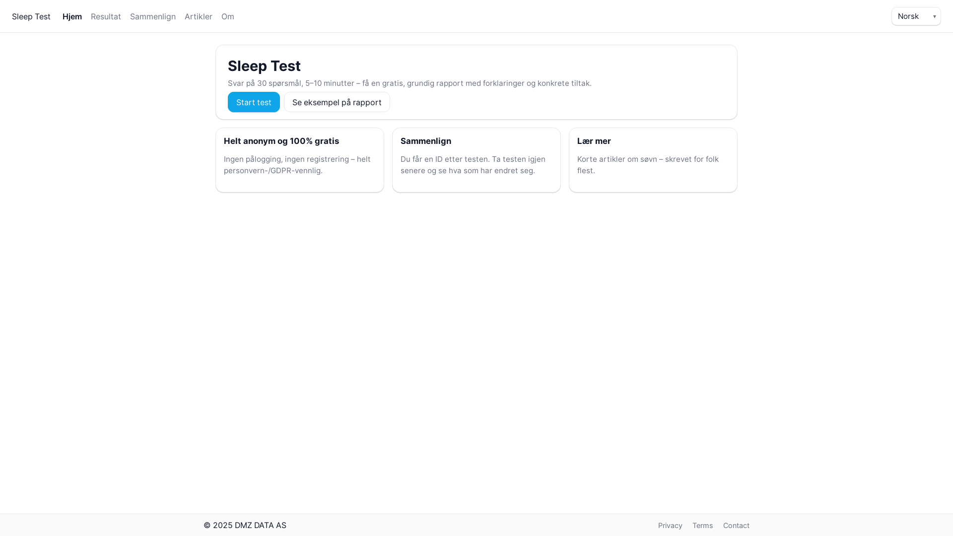 website screenshot of https://sleep-test.org/