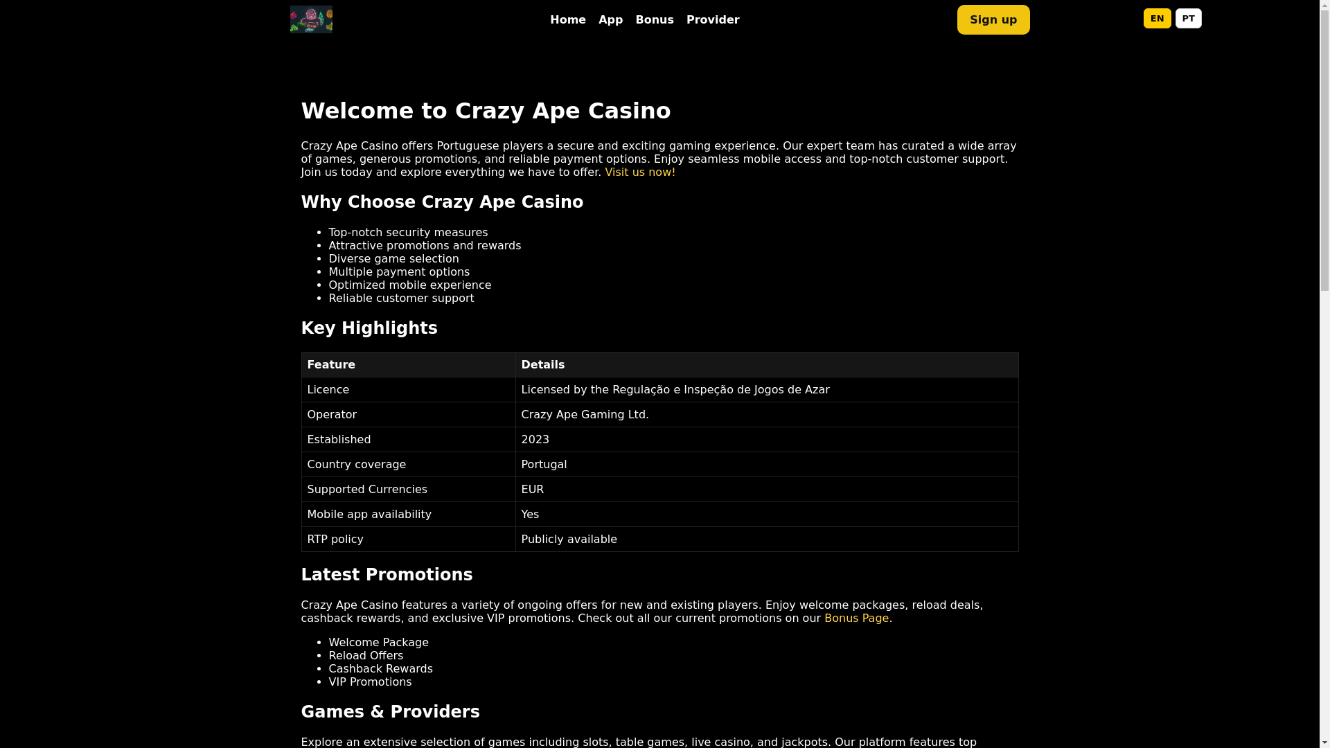 website screenshot of https://crazyape.biz