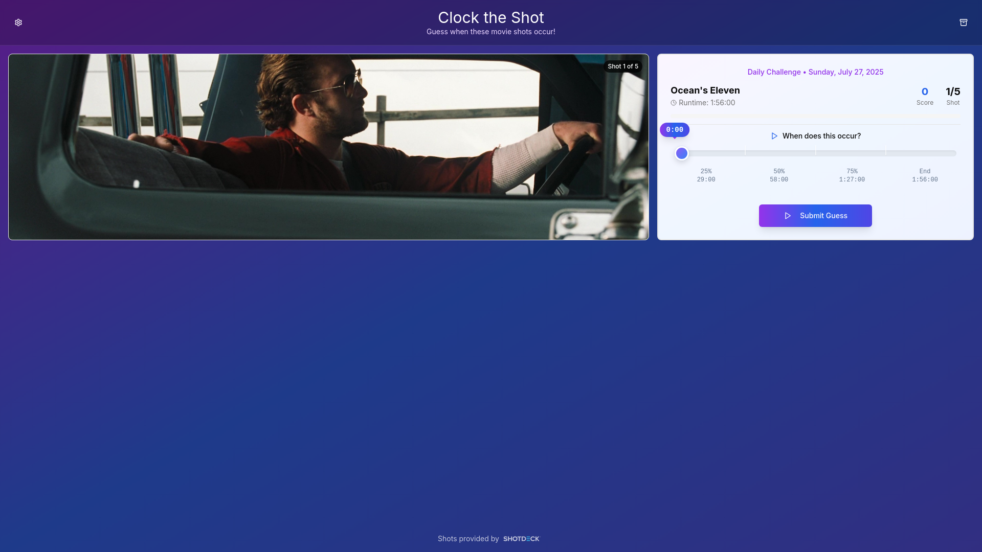 website screenshot of https://clocktheshot.com/