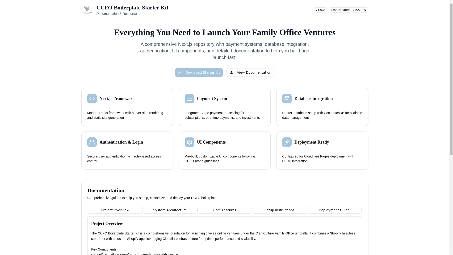 website screenshot of https://ccfo-starter-kit-docs.pages.dev/