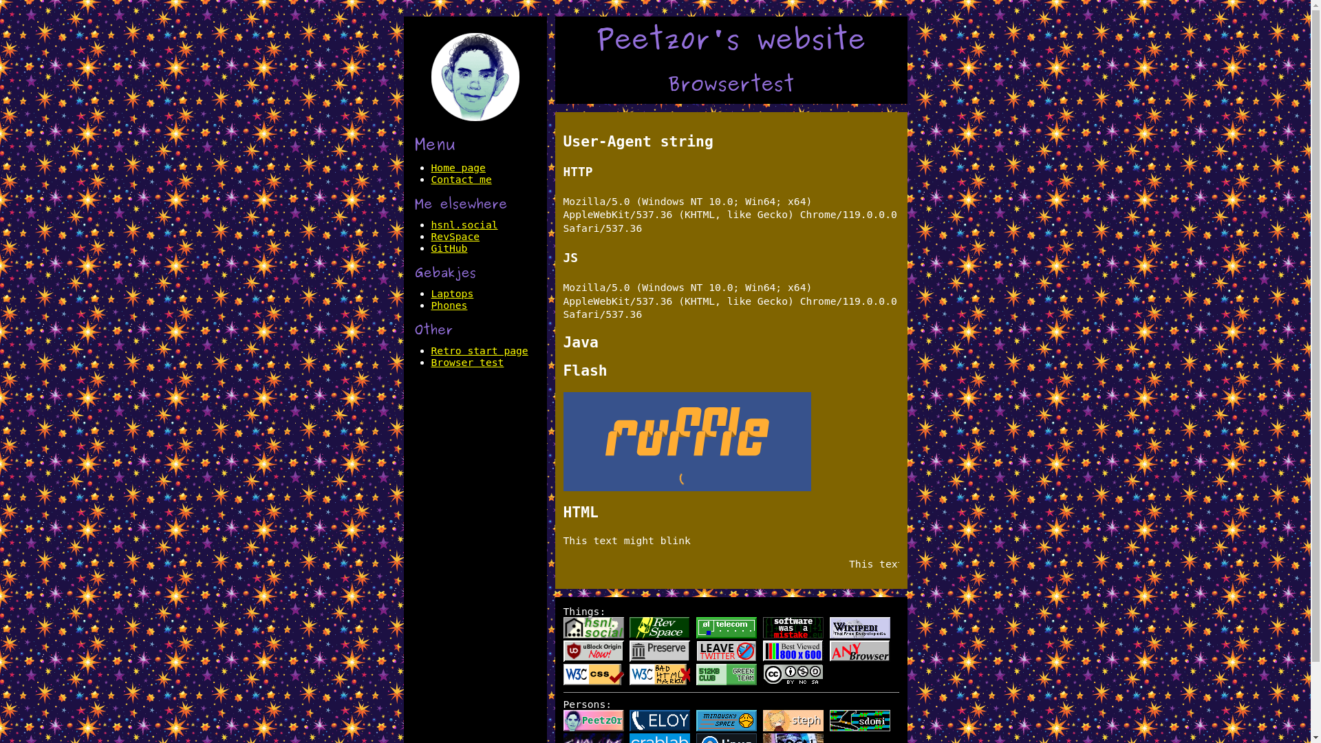 website screenshot of https://peetz0r.nl/browsertest