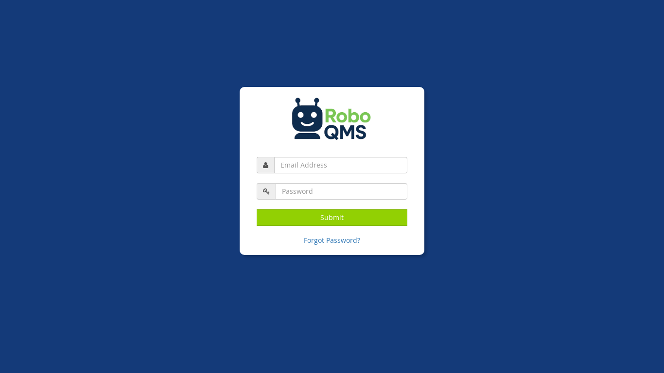 website screenshot of https://app.roboqms.com/