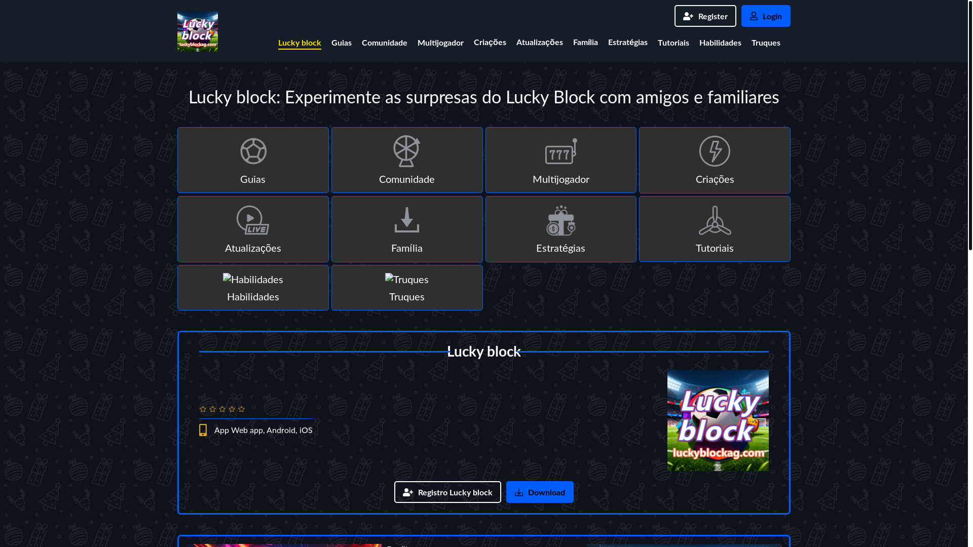 website screenshot of https://luckyblockag.com/