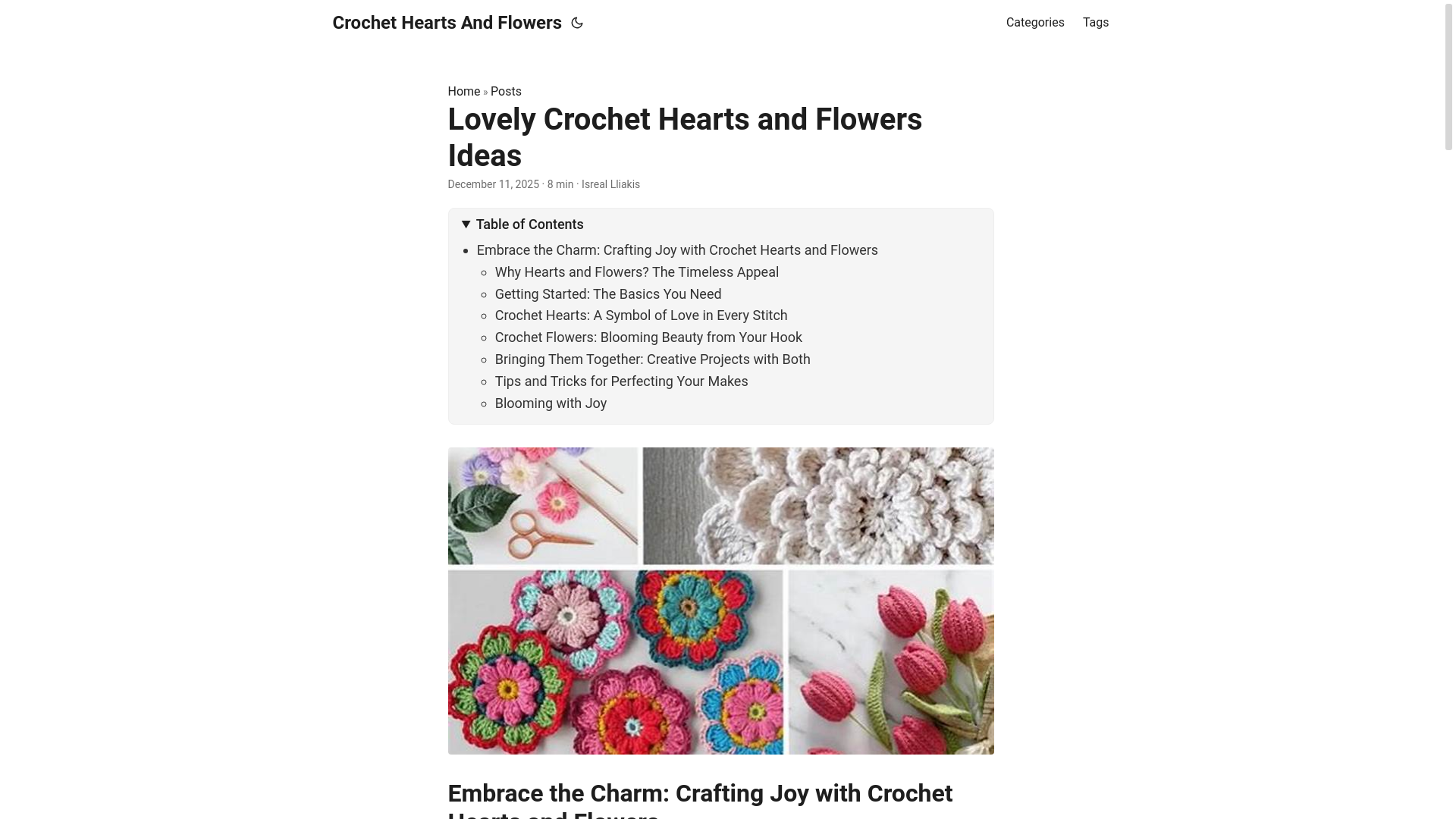website screenshot of https://crochetheartsandflowers3.pages.dev/