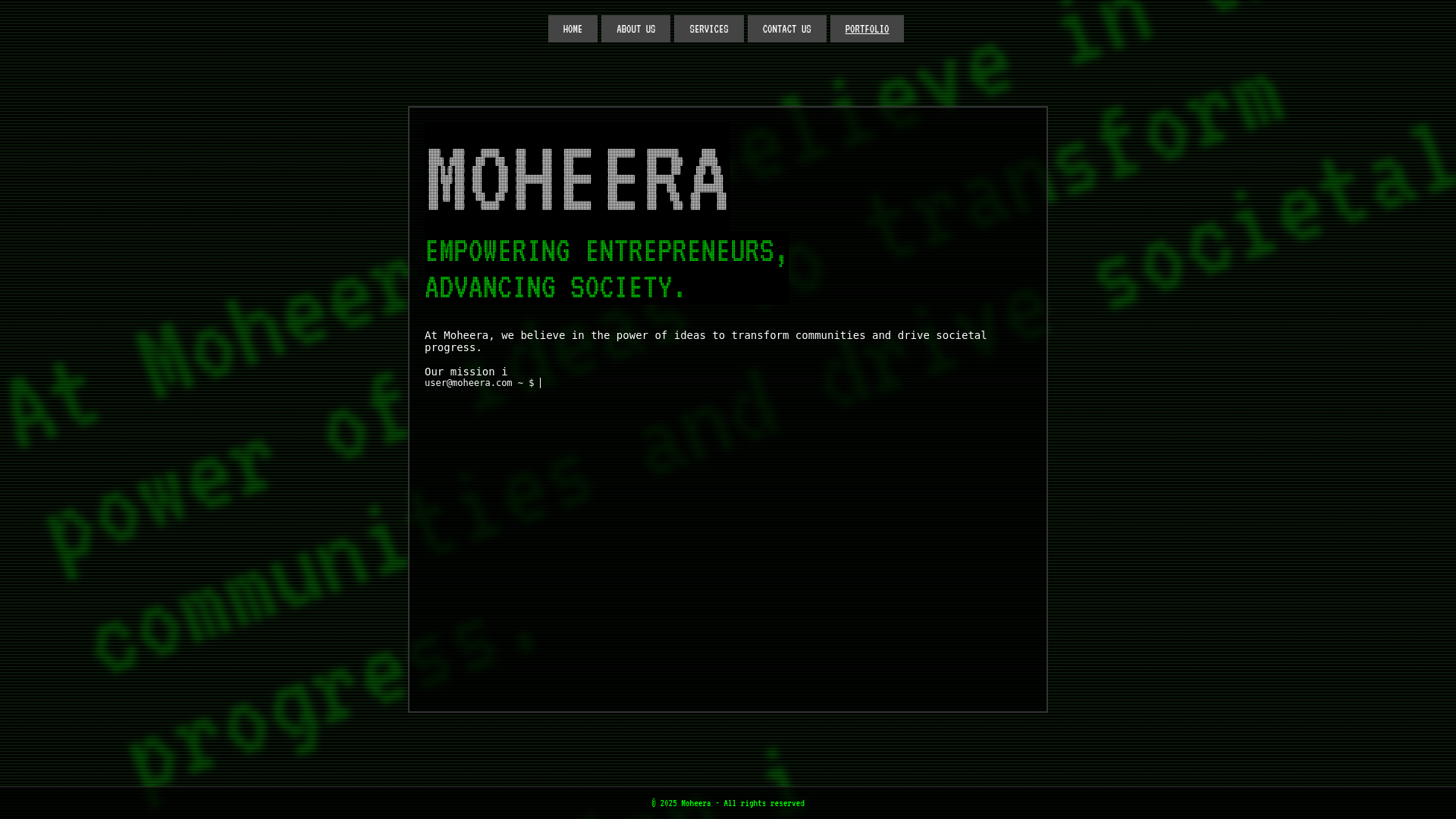 website screenshot of https://moheera-terminal.pages.dev/