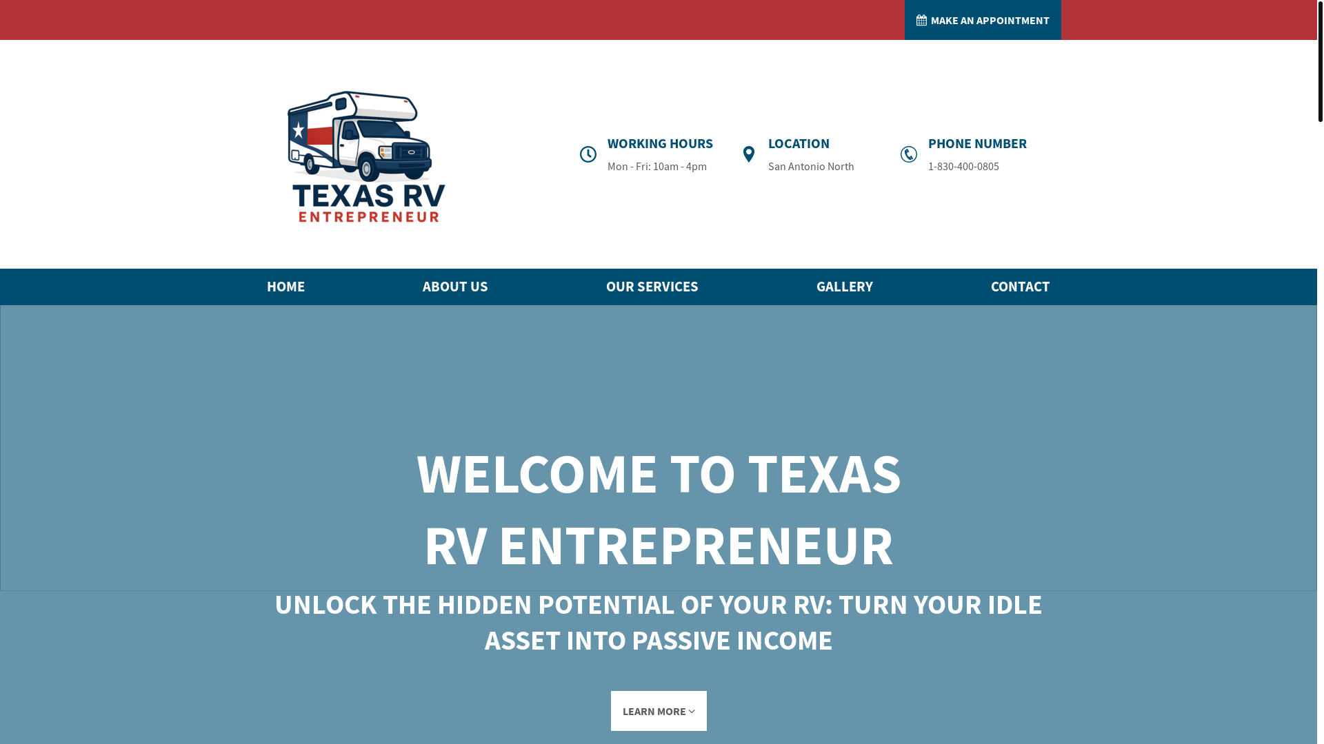 website screenshot of https://texasrventrepreneur.com/