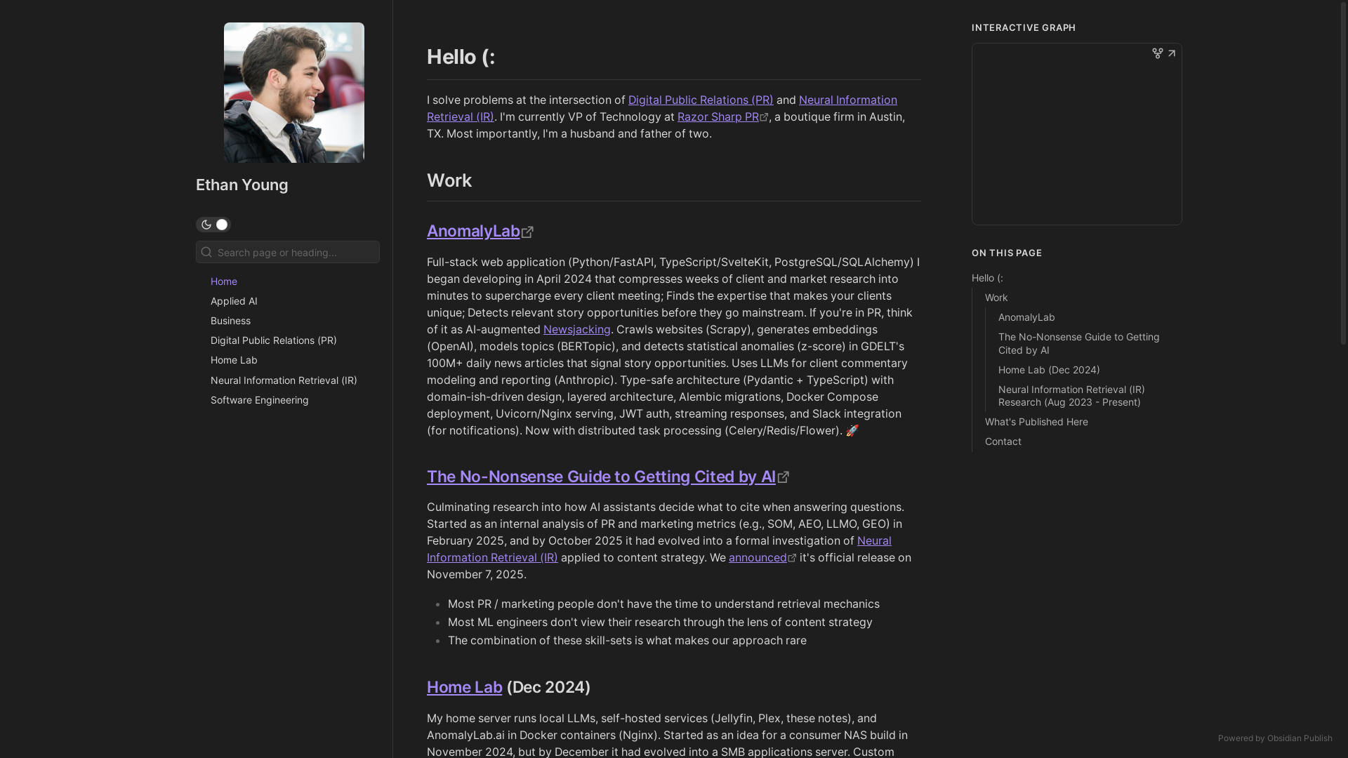 website screenshot of https://ethanyoung.io/