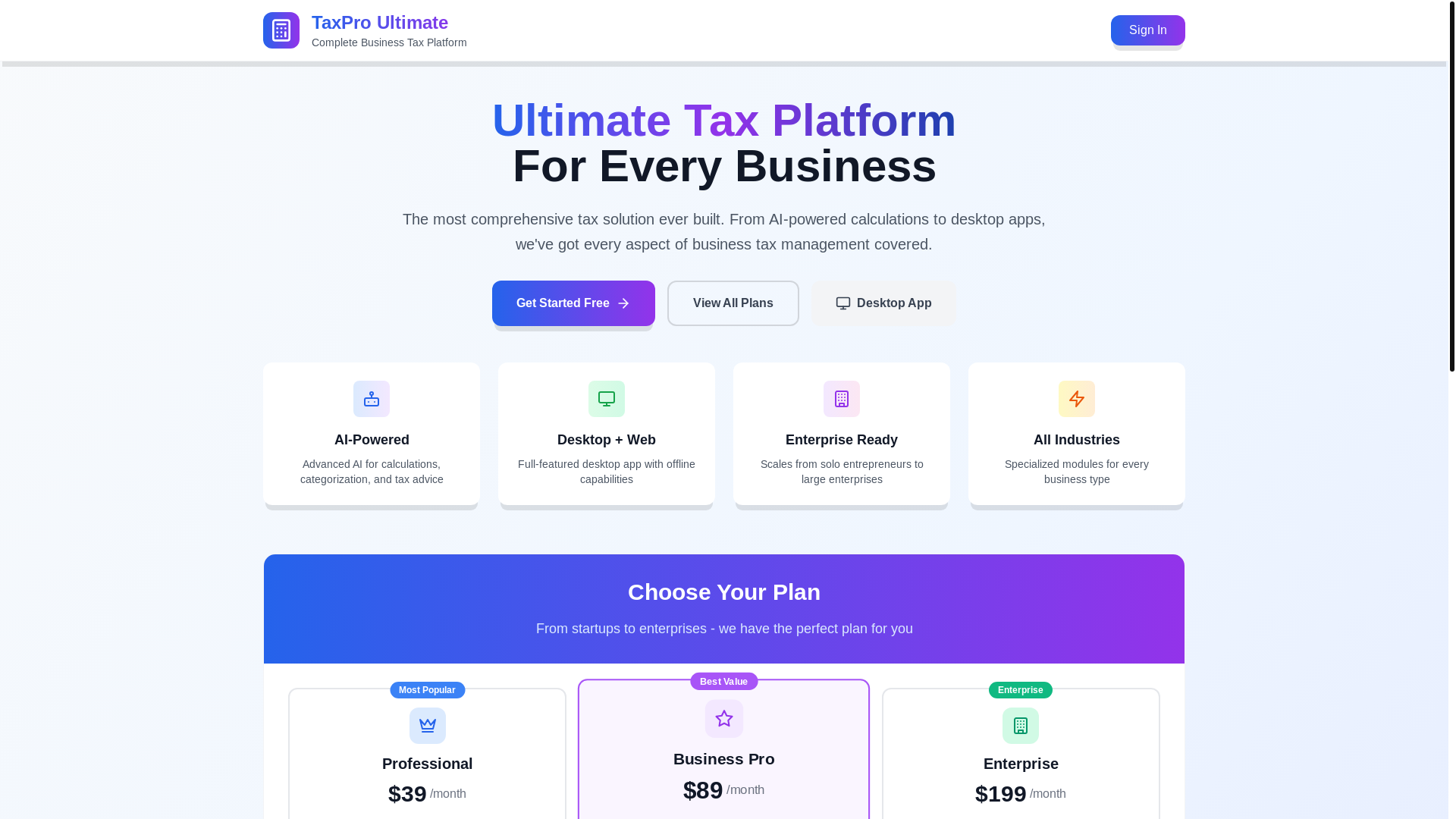 website screenshot of https://taxproultimate.com/