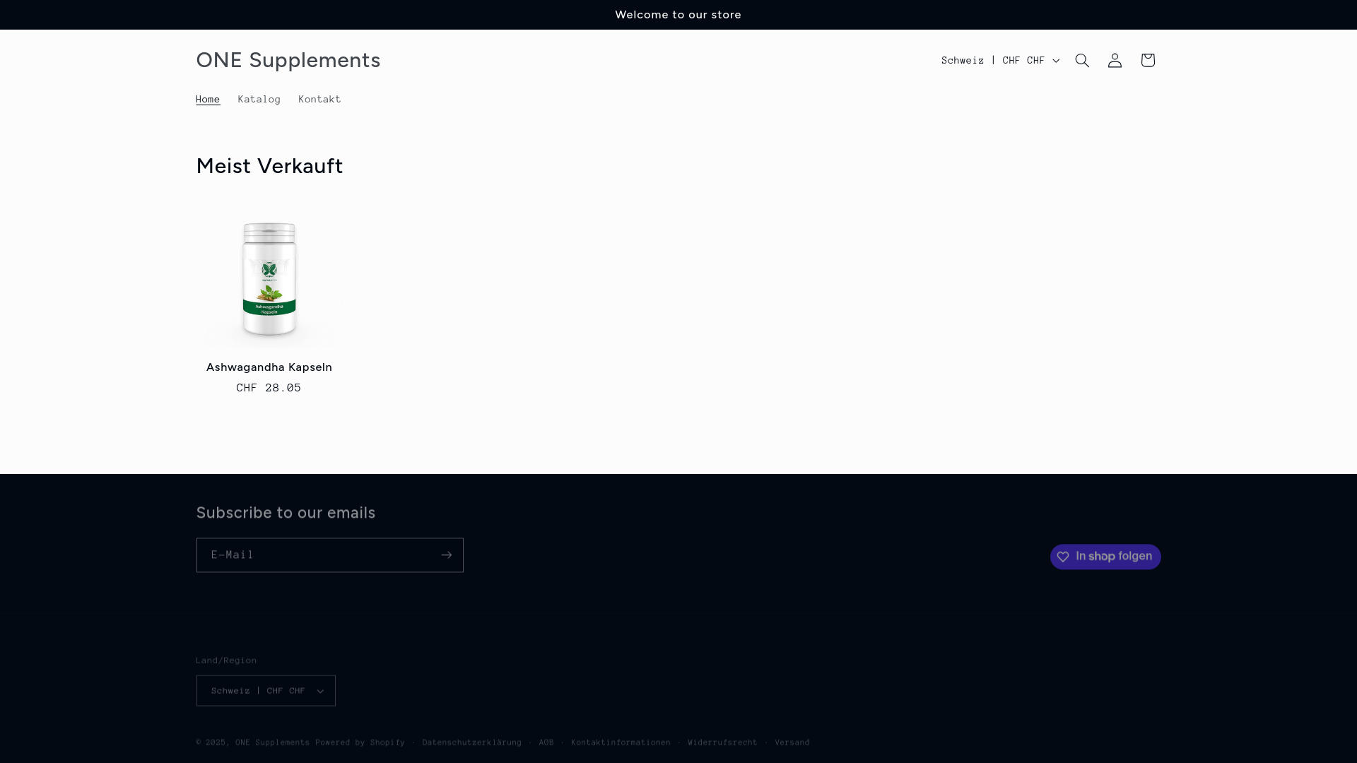 website screenshot of https://one-supplements.ch/