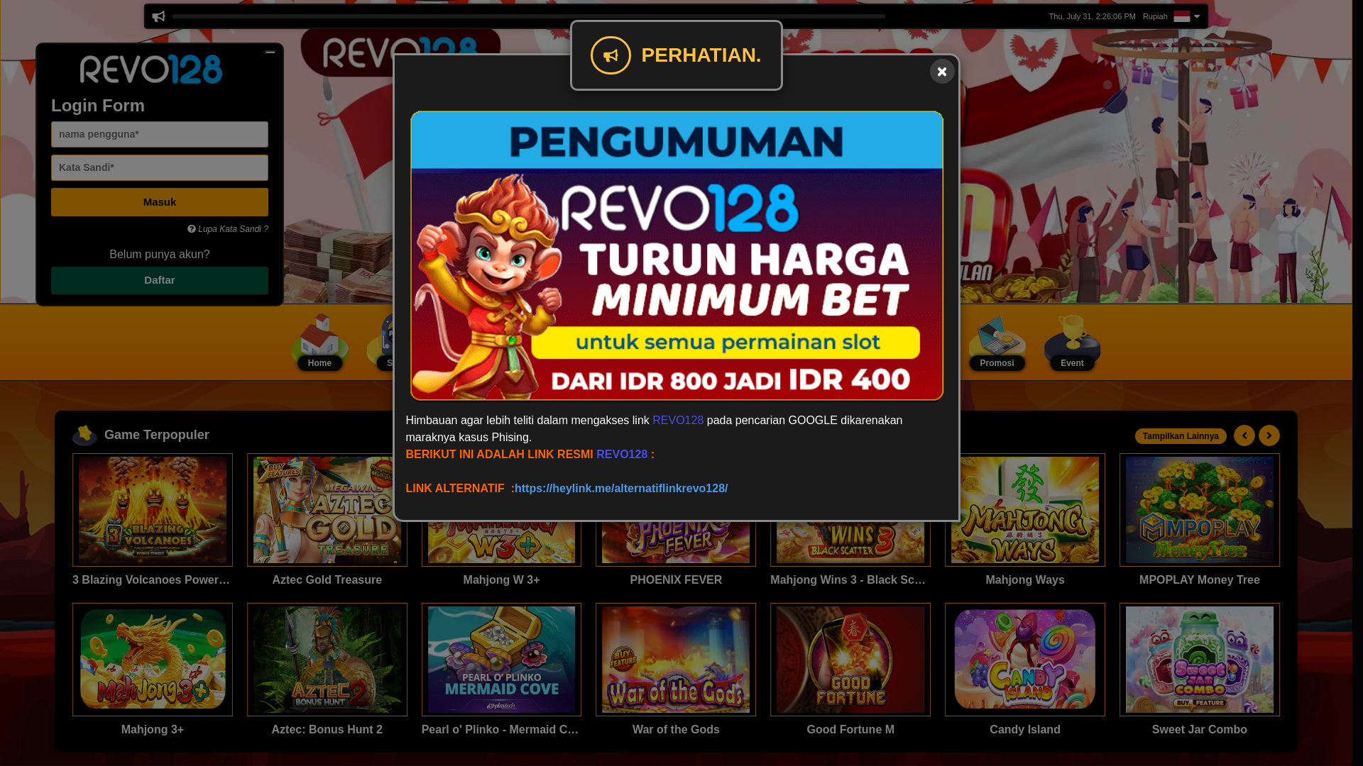 website screenshot of https://revo128asia.com/
