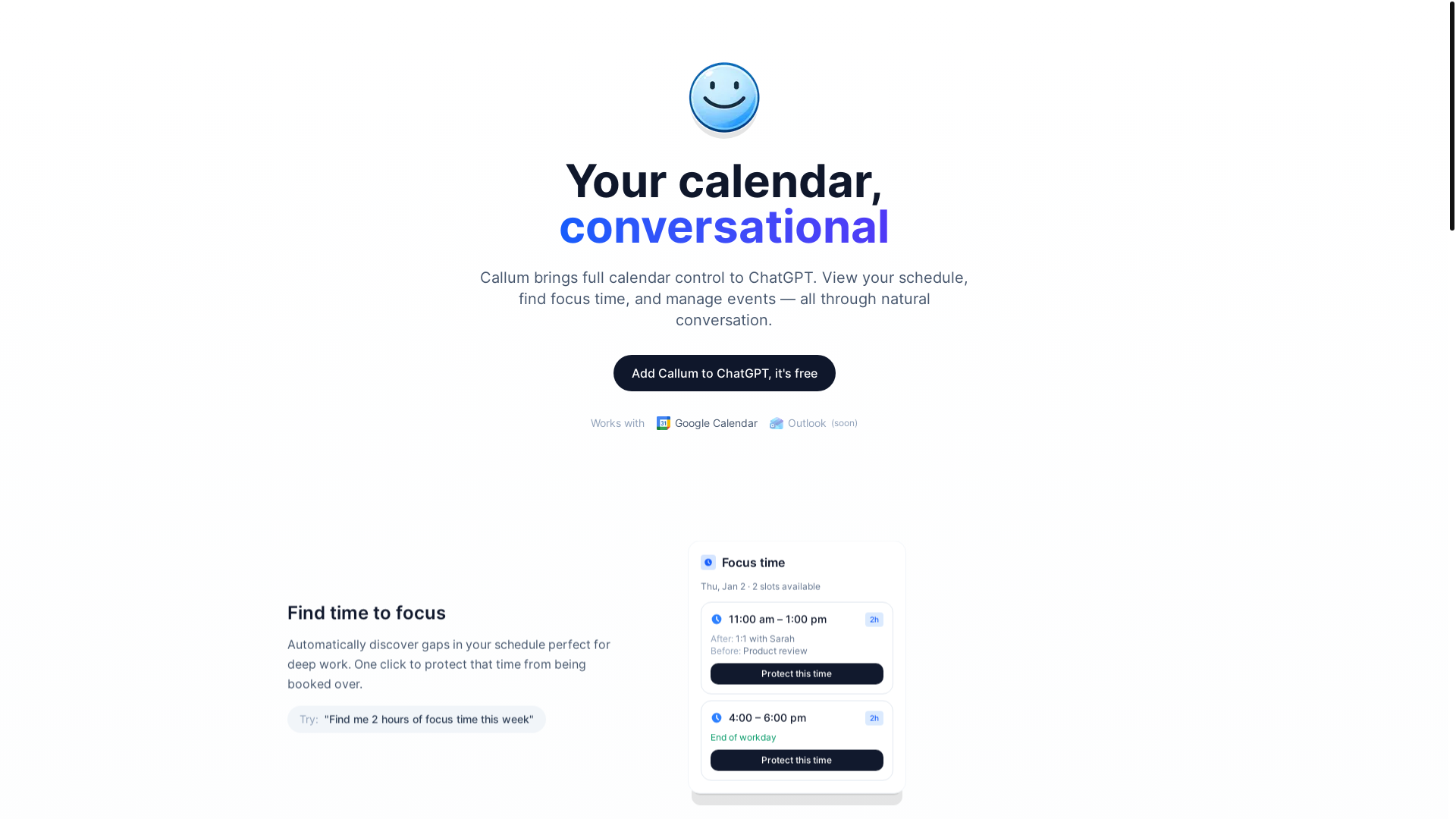 website screenshot of https://getcallum.com/