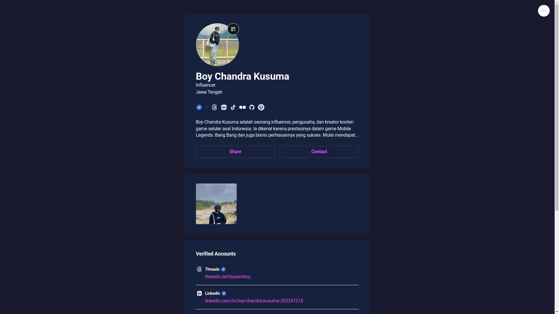 website screenshot of https://boychandrakusuma.bio/