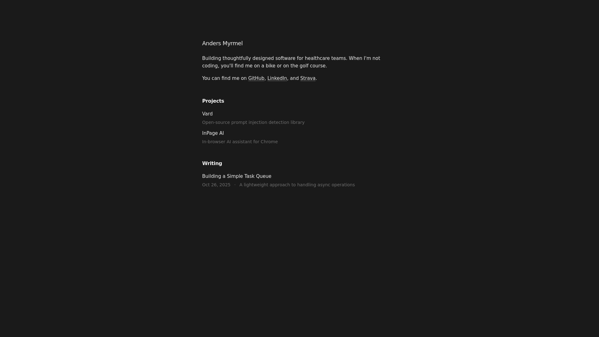 website screenshot of https://andersmyrmel.com/