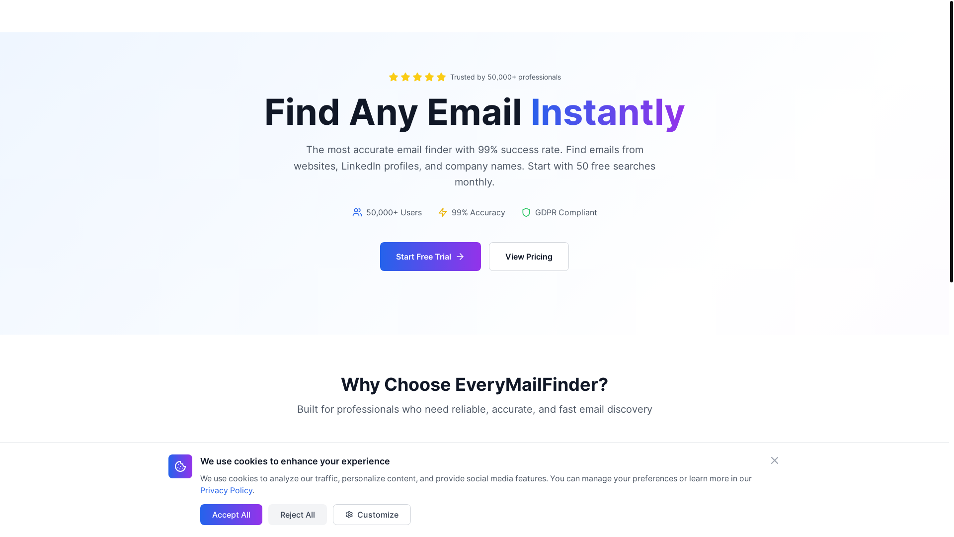 website screenshot of https://everymailfinder.com/