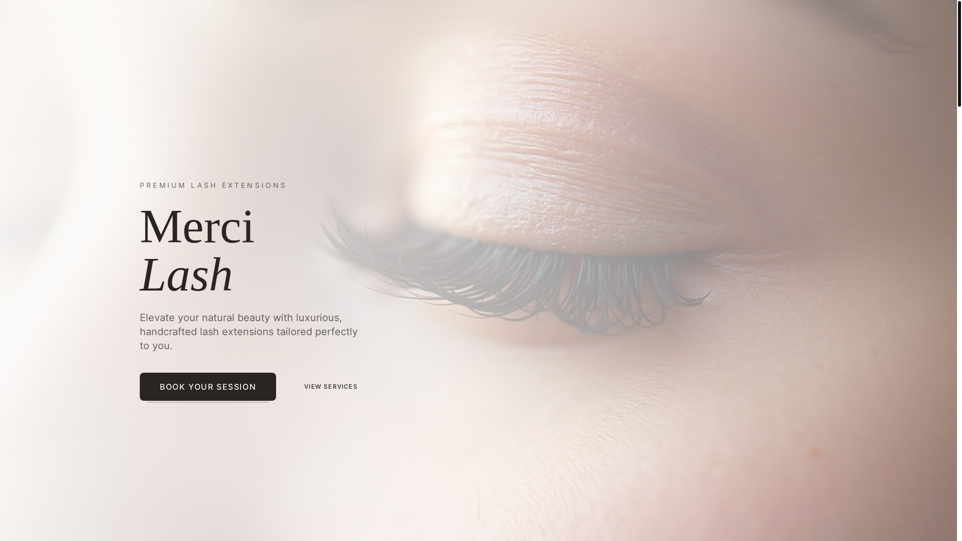 website screenshot of https://mercilash.store/