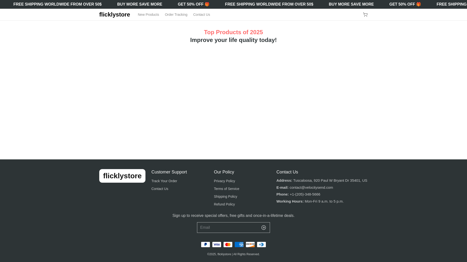 website screenshot of https://flicklystore.com/