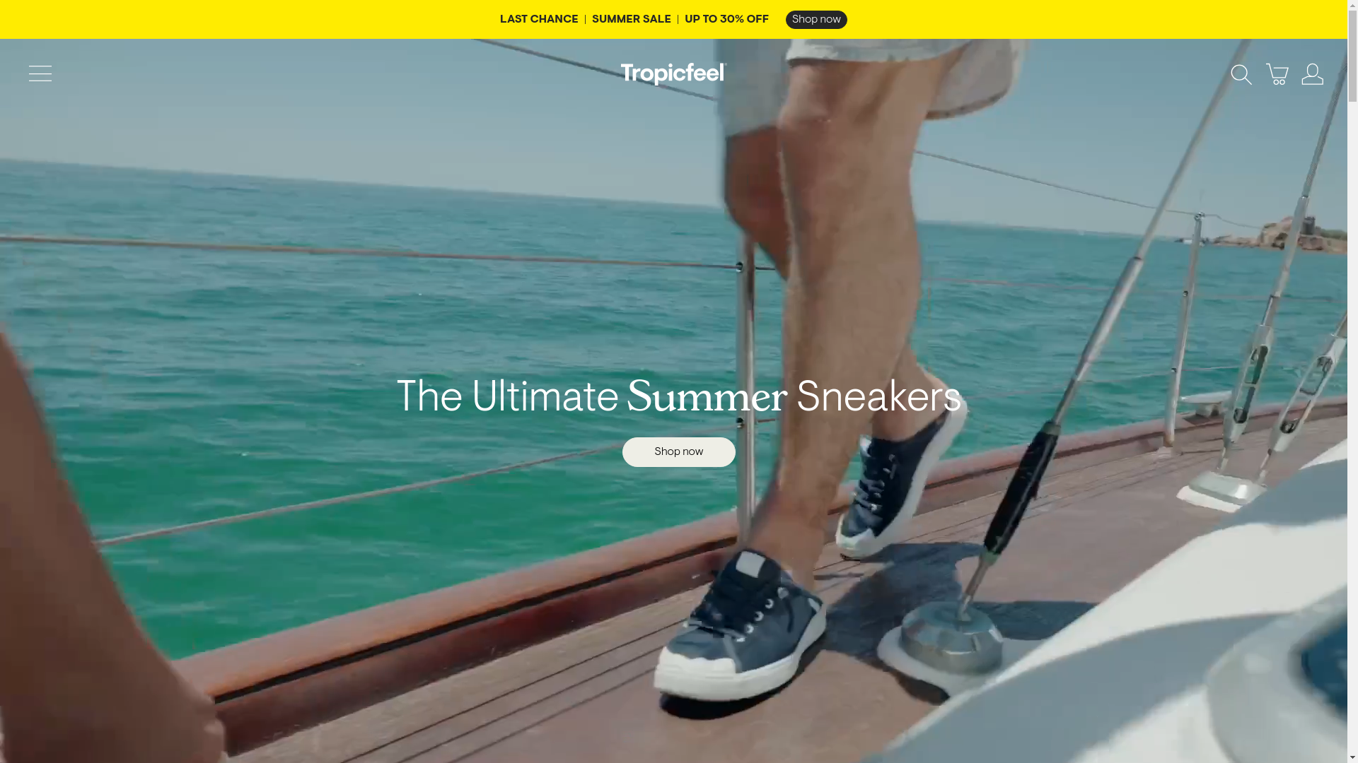 website screenshot of https://tropicfeelsshop.com/