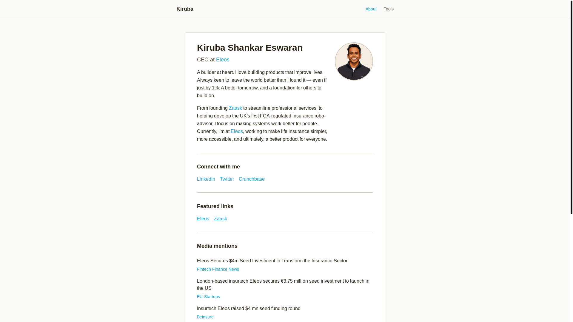 website screenshot of https://kirubashankar.pages.dev/