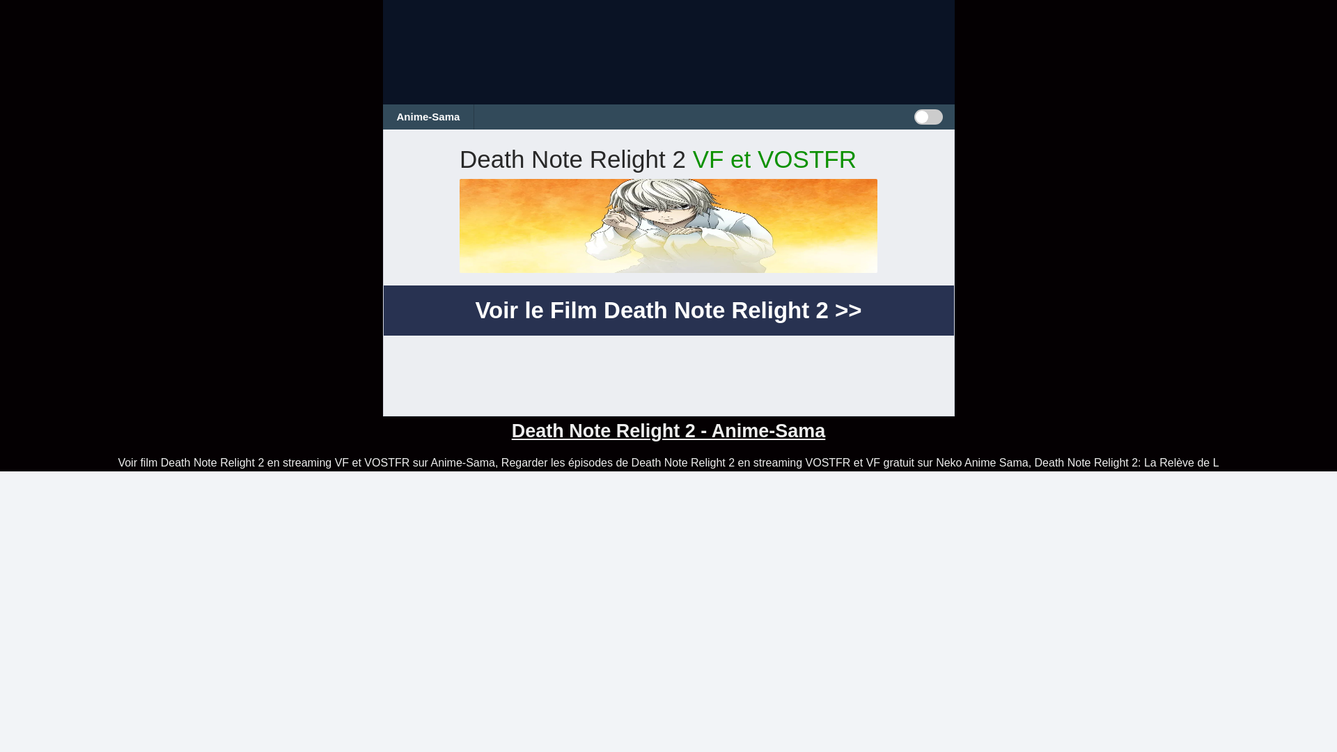 website screenshot of https://anime-sama-death-note-relight-2.pages.dev/