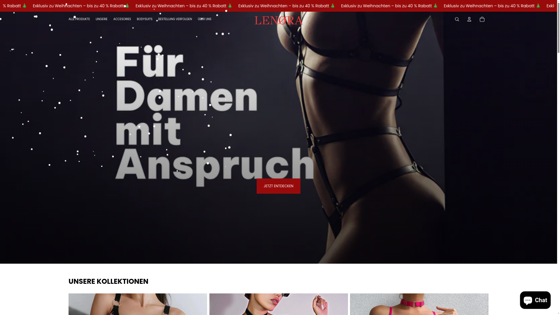 website screenshot of https://lenoralingerie.de/