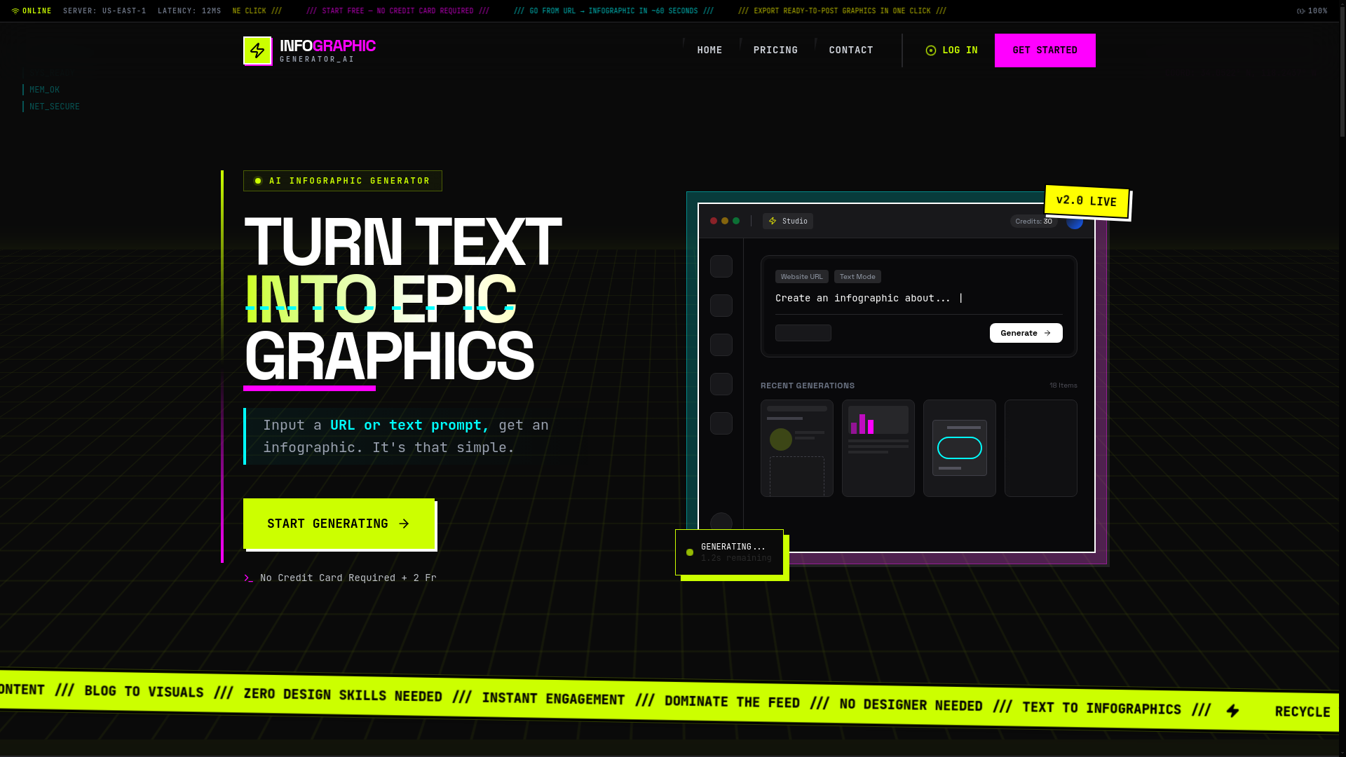 website screenshot of https://www.infographicgenerator.ai