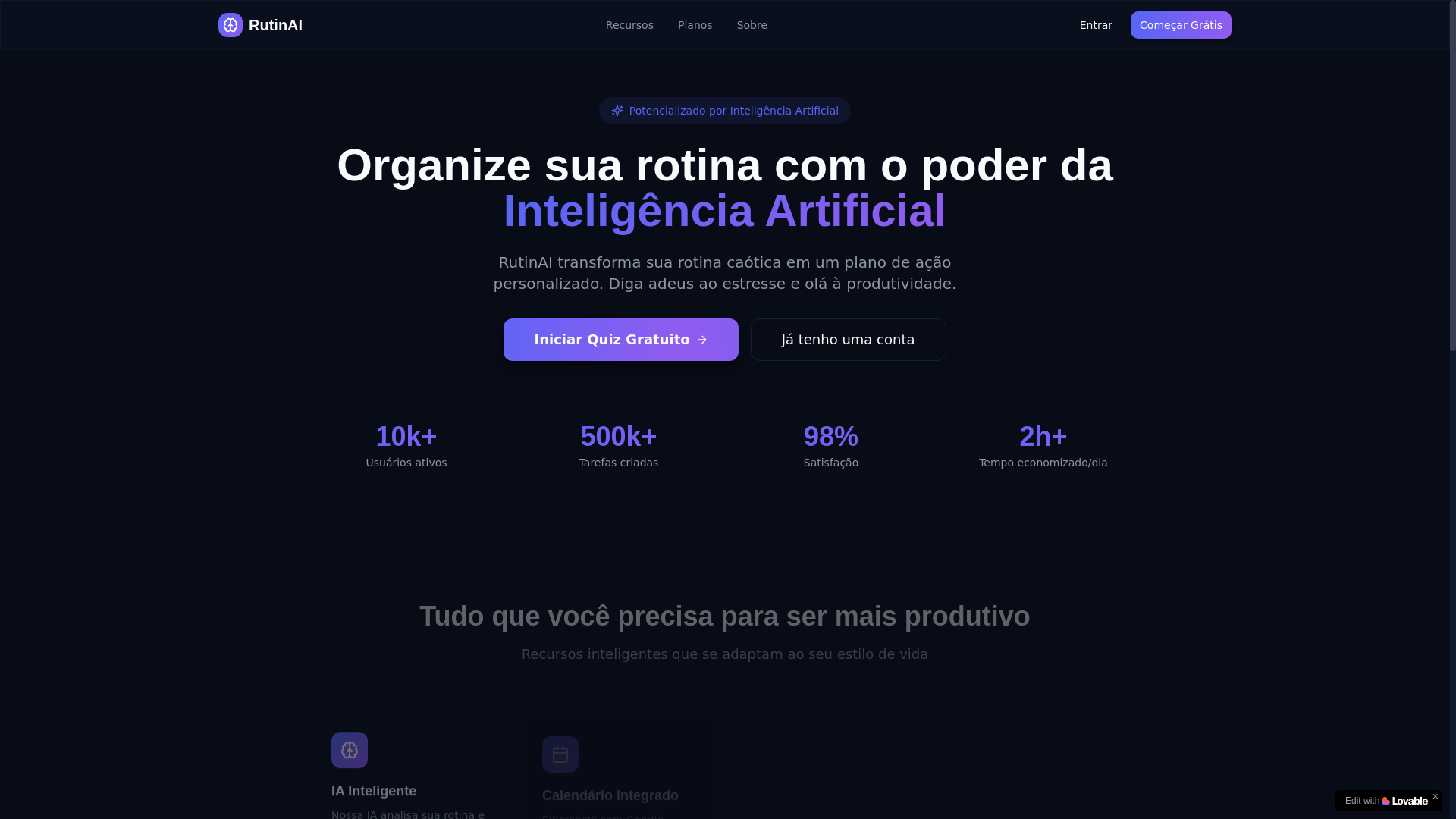 website screenshot of https://rutinai.app/