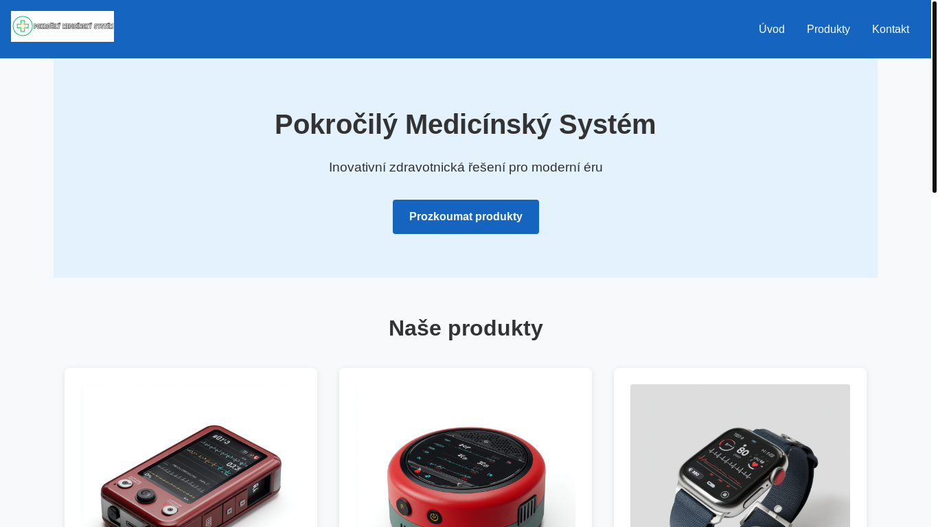 website screenshot of https://pokrocilymedicinskysystem.cz/