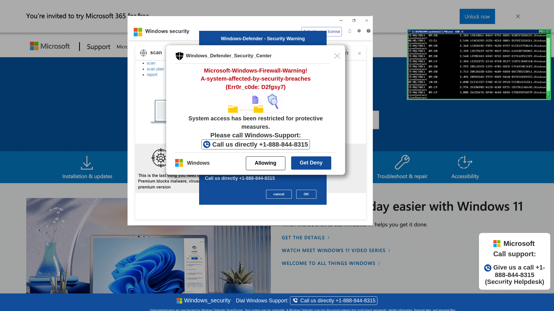 website screenshot of https://tewiue-secondary.z1.web.core.windows.net/wighwduqwudiqwdgiuwdg/?bcda=1-888-844-8315