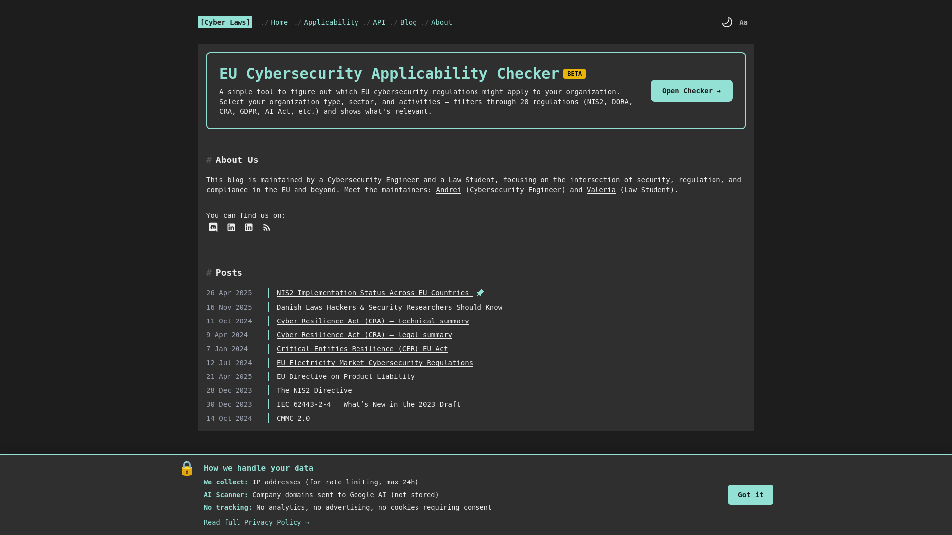 website screenshot of https://cyber-laws-com.pages.dev/
