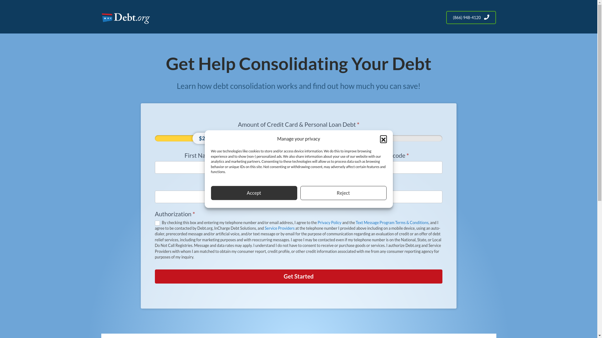 website screenshot of https://www.debt.org/debt-help/