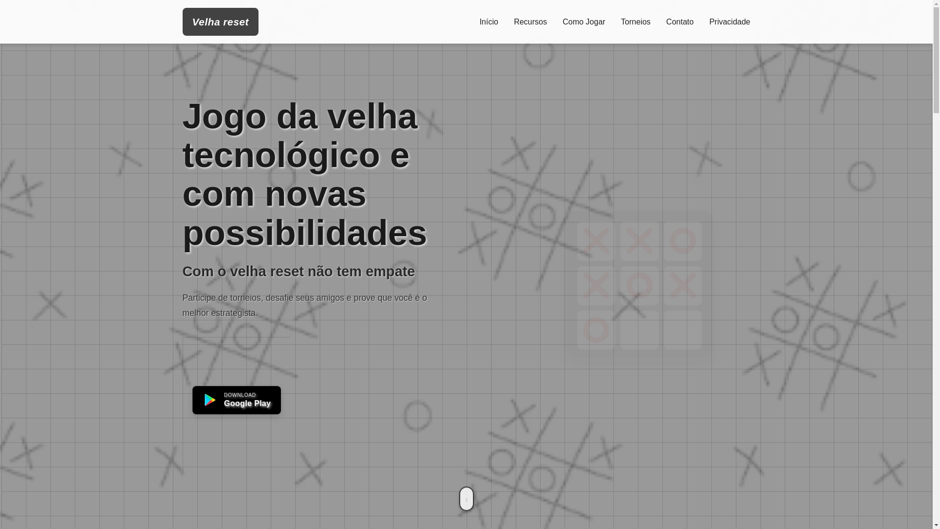 website screenshot of https://velhareset.com.br/