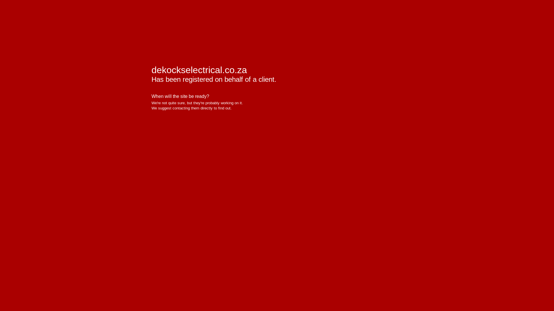 website screenshot of https://dekockselectrical.co.za/