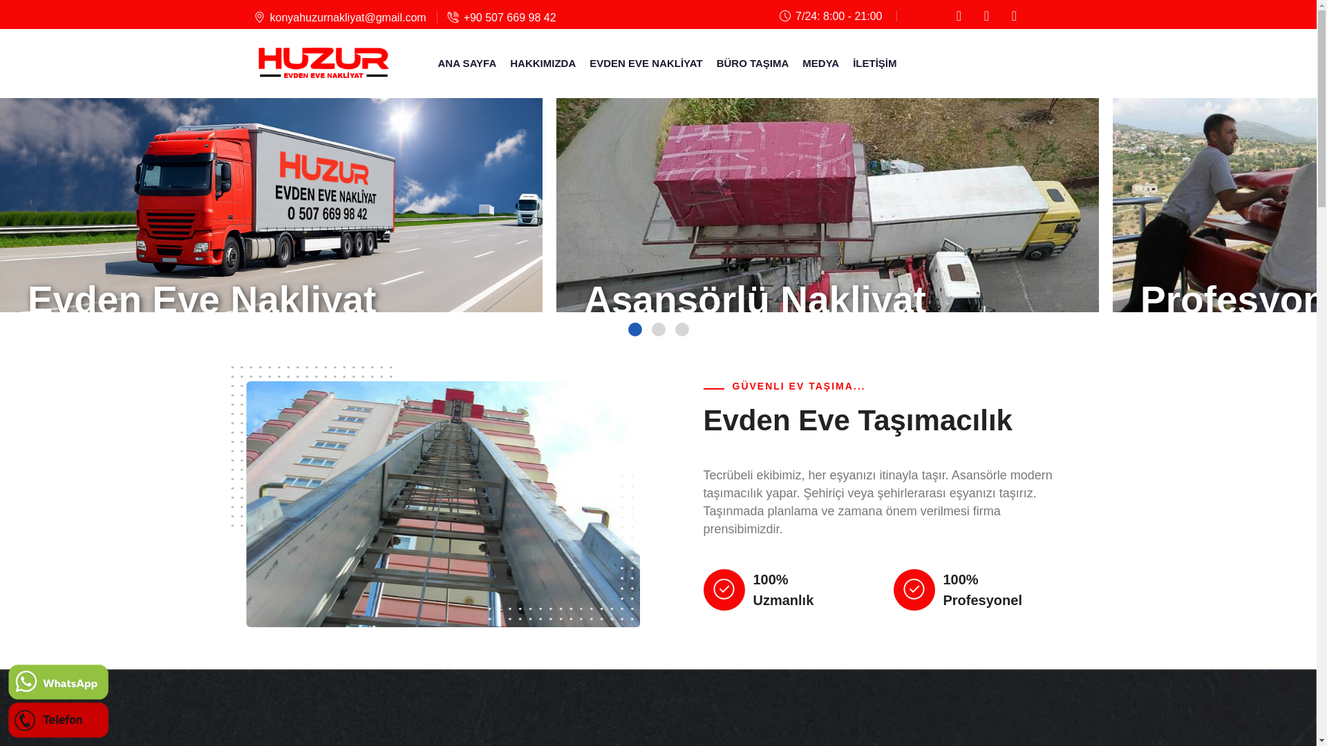 website screenshot of https://konyahuzurevdenevenakliyat.com.tr/