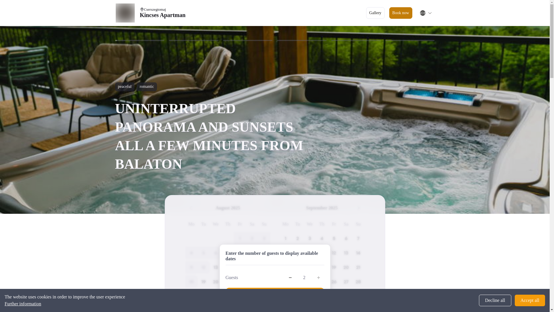 website screenshot of https://kincsesapartman.eu/