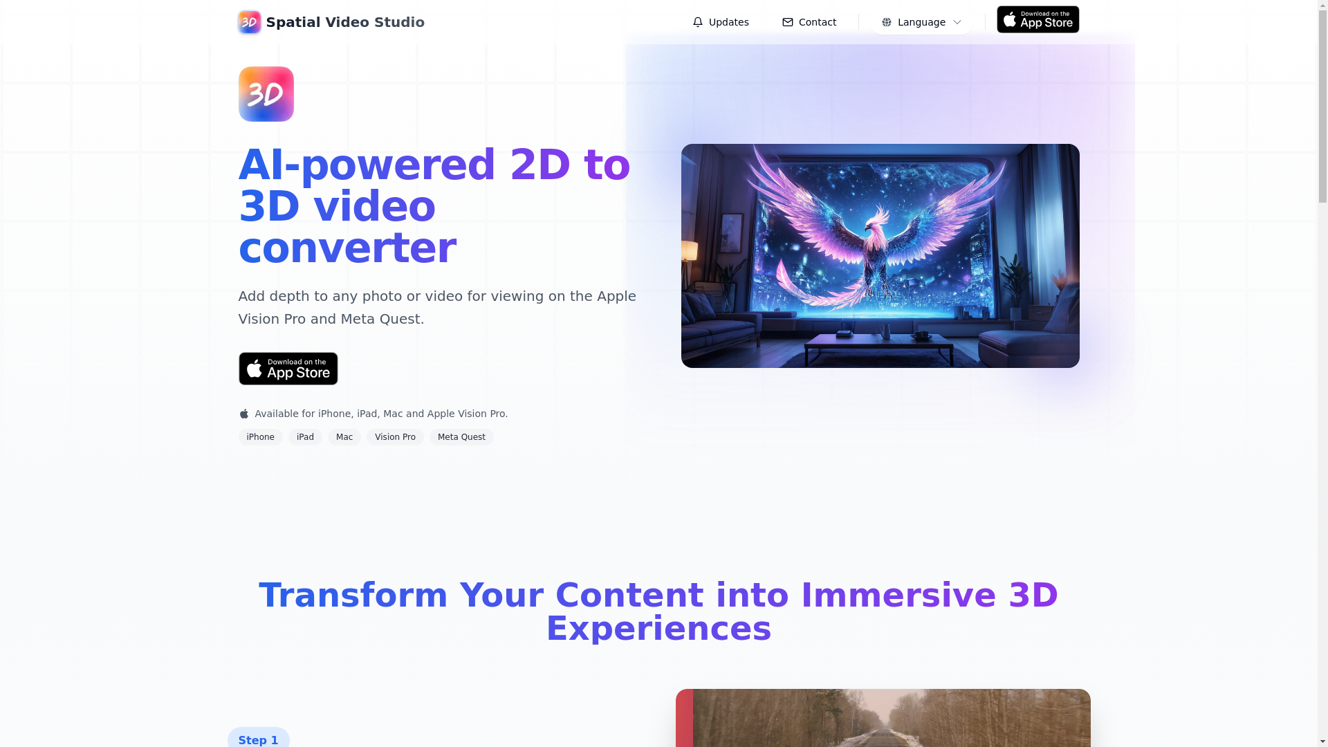 website screenshot of https://spatialvideostudio.com/