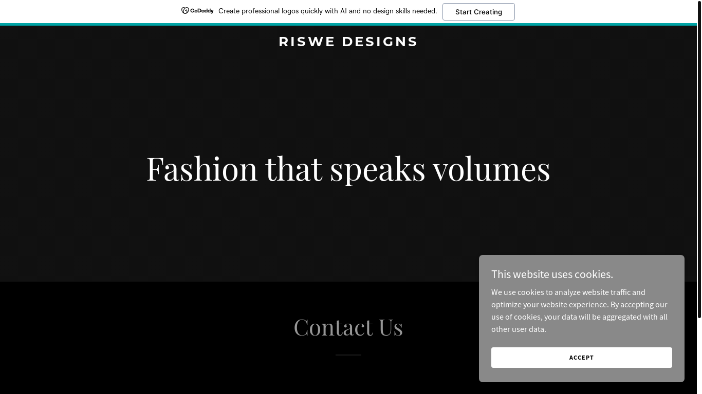 website screenshot of https://riswedesigns.com/